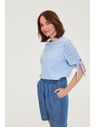 Moodo Bluza z modrimi rokavi svetlo modra Moodo