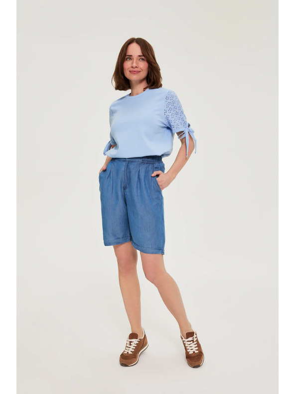 Moodo Bluza z modrimi rokavi svetlo modra Moodo