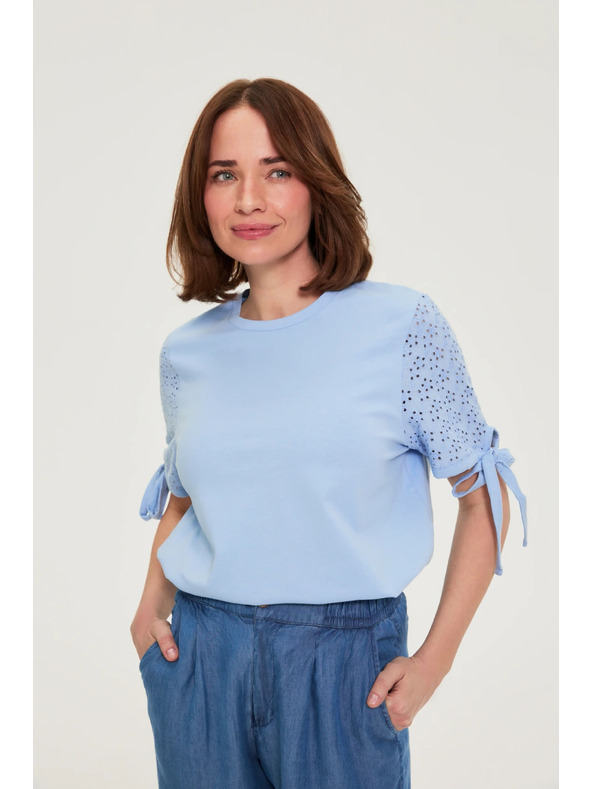 Moodo Bluza z modrimi rokavi svetlo modra Moodo