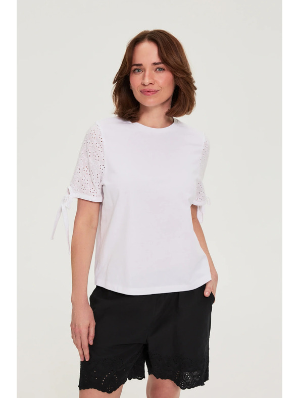 Moodo Bluza z modrimi rokavi bela Moodo