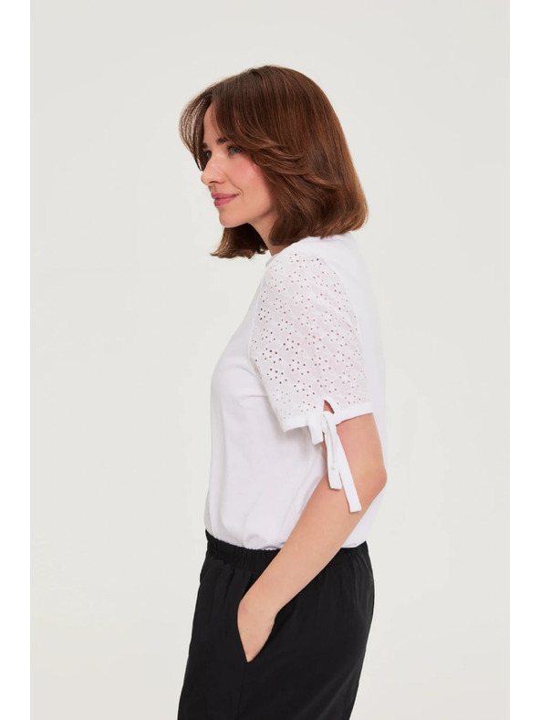 Moodo Bluza z modrimi rokavi bela Moodo