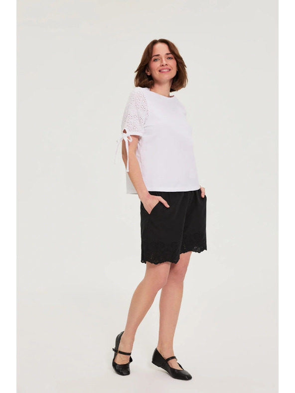 Moodo Bluza z modrimi rokavi bela Moodo
