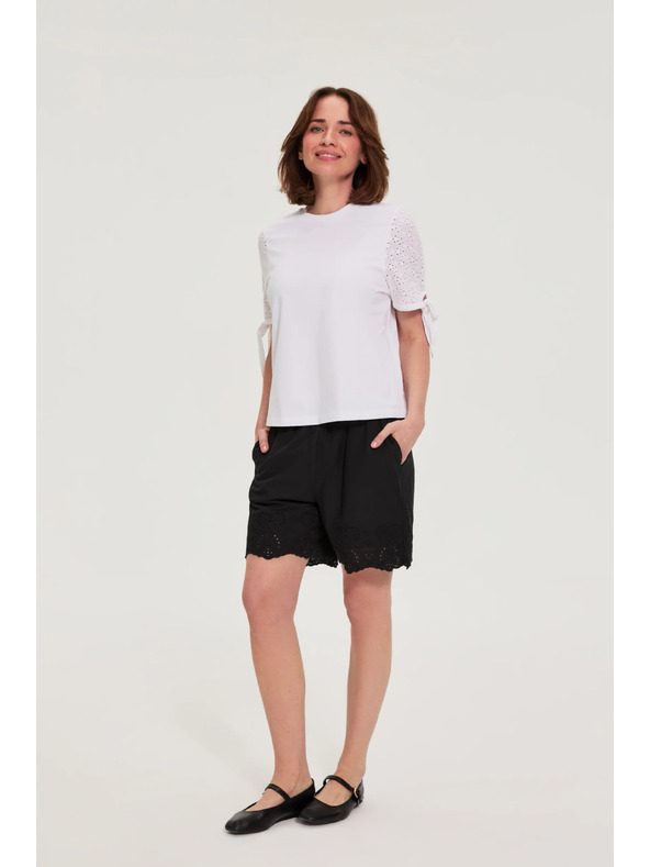 Moodo Bluza z modrimi rokavi bela Moodo