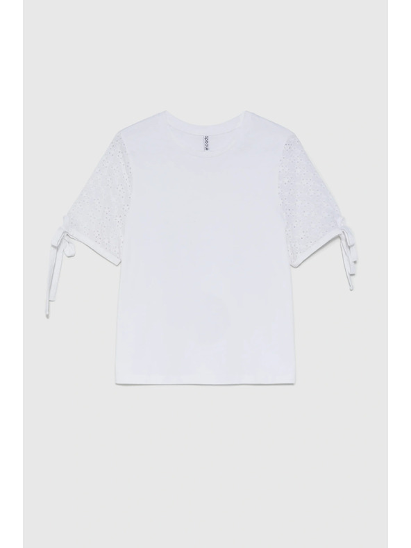 Moodo Bluza z modrimi rokavi bela Moodo
