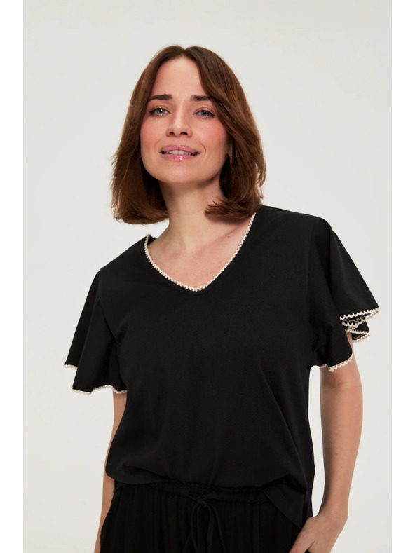 Moodo Bluza s širokimi rokavi črna Moodo