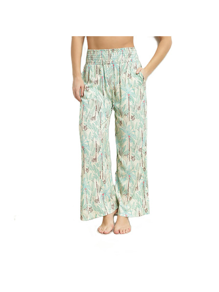 DIM DIM TROPICAL PANTS - Ženske plažne hlače - zelena - svetlo rjava - smetanova