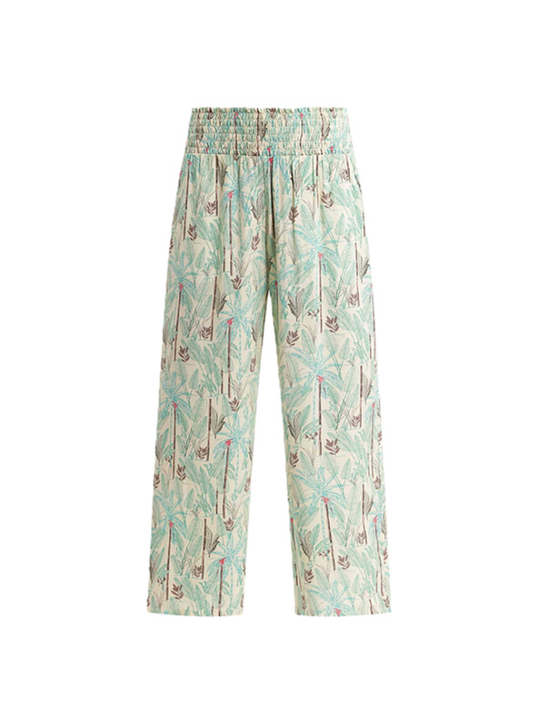 DIM DIM TROPICAL PANTS - Ženske plažne hlače - zelena - svetlo rjava - smetanova