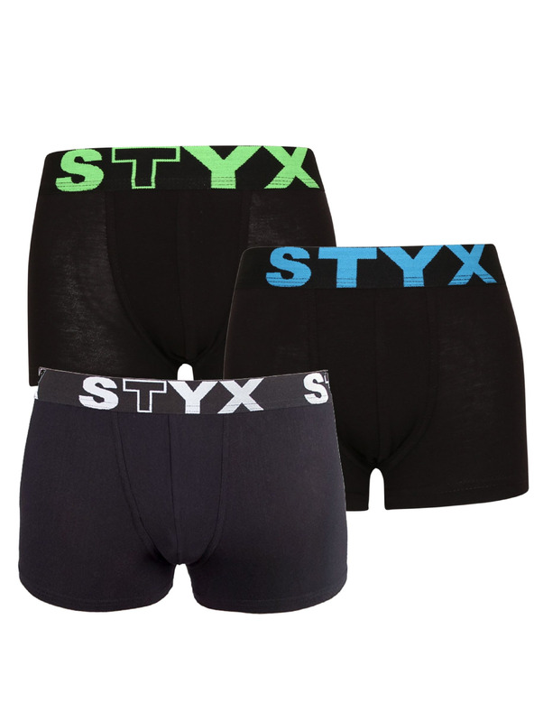 Styx Set treh - otroške boksarice Styx športni elastičen pas črne
