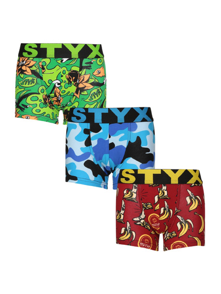 Styx Set treh - otroške boksarice Styx art športni elastičen pas večbarvna