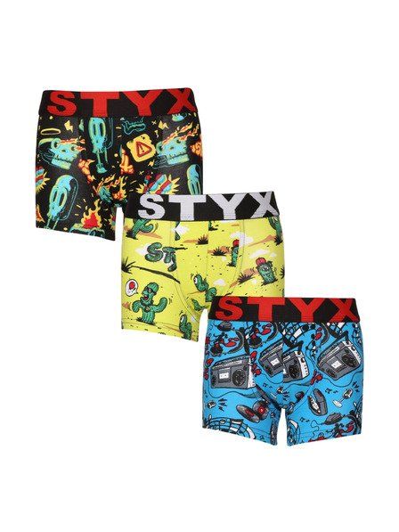 Styx Set treh - otroške boksarice Styx art športni elastičen pas večbarvna