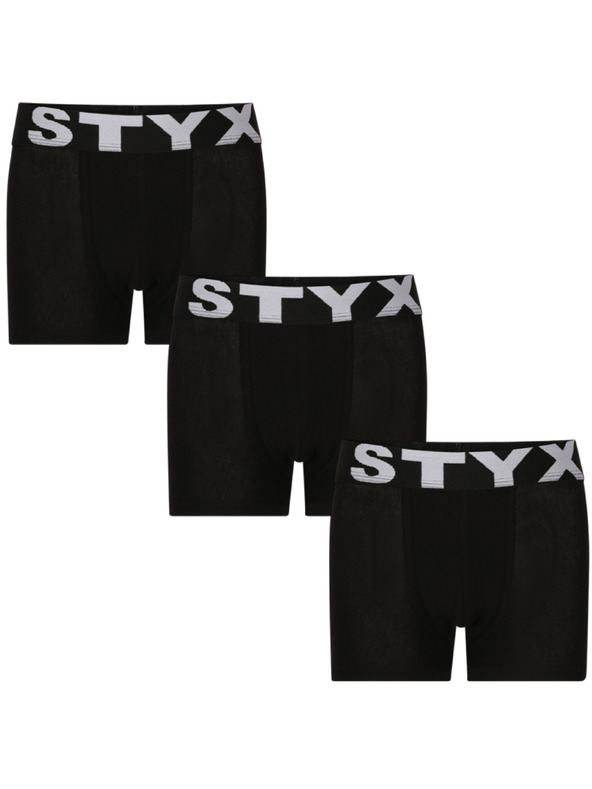 Styx Set treh - otroške boksarice Styx športni elastičen pas črne