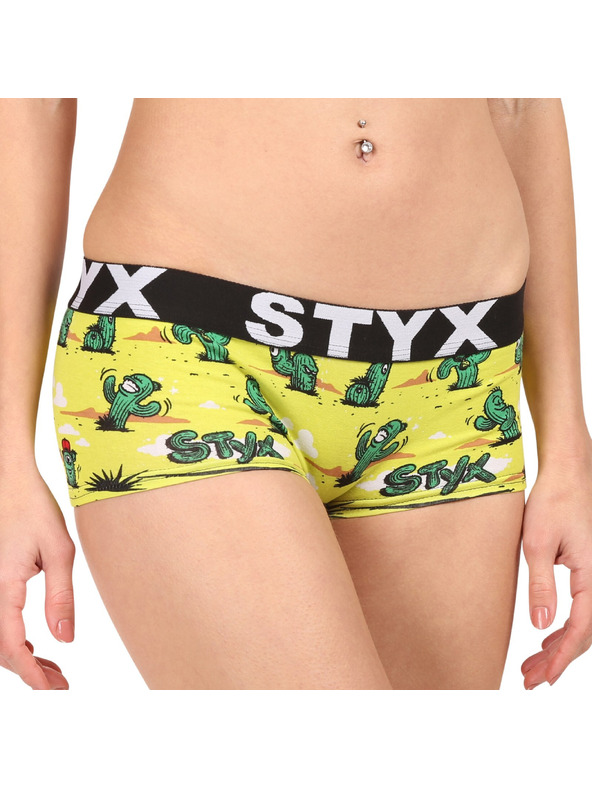 Styx Ženske hlačke Styx art s nohavičko kaktusy