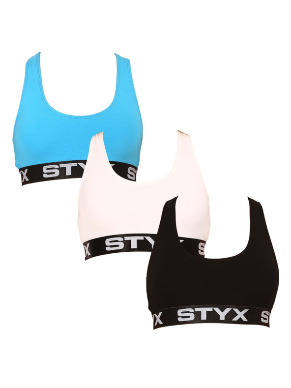 Styx Komplet treh - ženski nedrček Styx sport večbarvni