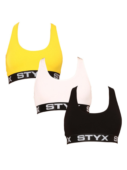 Styx Komplet treh - ženski nedrček Styx sport večbarvni