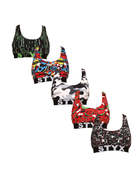 Styx Komplet petih - ženski nedrček Styx sport art večbarvni