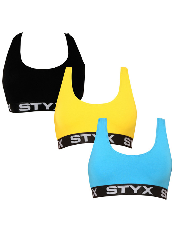 Styx Komplet treh - ženski nedrček Styx sport večbarvni