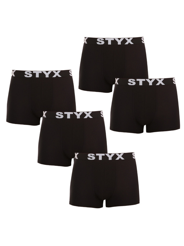 Styx Set petih - moške boksarice Styx športni elastični pas nadmerene črne