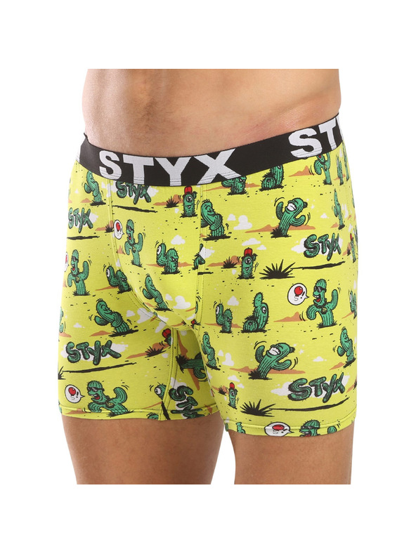 Styx Moške boksarice Styx long art športni elastični pas kaktusy