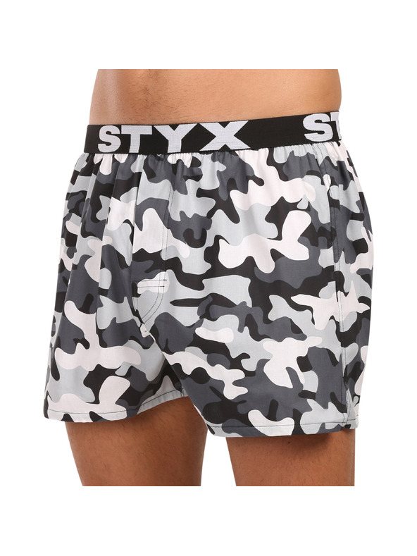 Styx Moške hlače Styx art športni elastični pas maskirni sivi