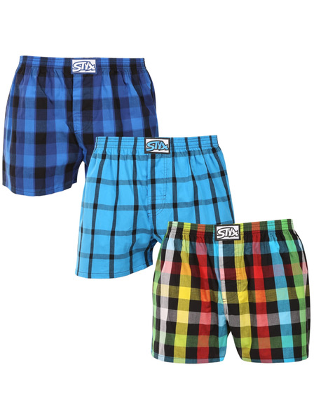 Styx Komplet treh - moške kratke hlače Styx classic rubber oversized večbarvne