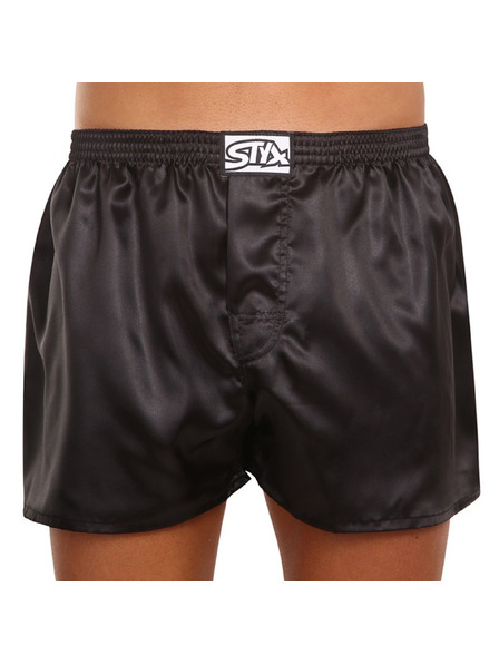 Styx Set treh - moške hlače Styx klasični elastični pas satenske črne