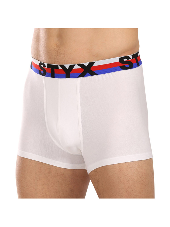 Styx Moške boksarice Styx športni elastični pas bele trikolora