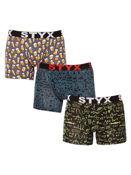 Styx Komplet treh - moške boksarice Styx long art športni elastičen pas večbarvne (3U12672/2)