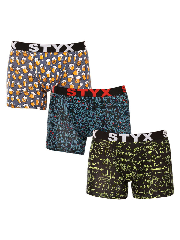 Styx Komplet treh - moške boksarice Styx long art športni elastičen pas večbarvne (3U12672/2)