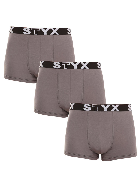 Styx Komplet treh - moške boksarice Styx športni elastičen pas nadmere temno sive