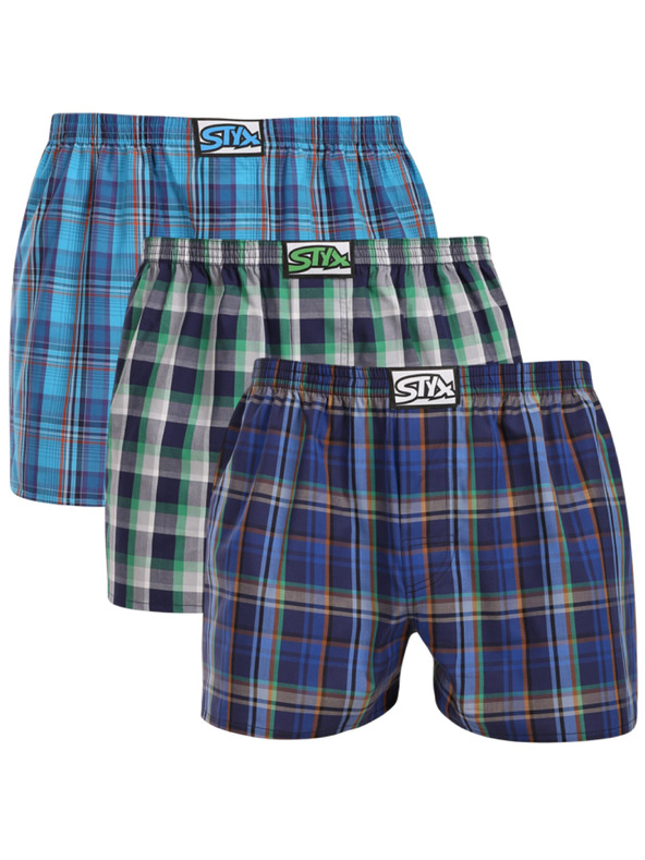 Styx Komplet treh moških kratkih hlač Styx classic elastic večbarvnih