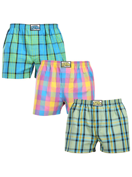 Styx Komplet treh - moške kratke hlače Styx classic rubber oversized večbarvne
