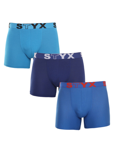 Styx Komplet treh - moške boksarice Styx long športni gumi modra