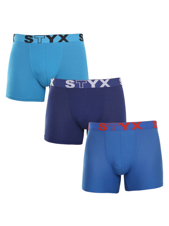 Styx Komplet treh - moške boksarice Styx long športni gumi modra