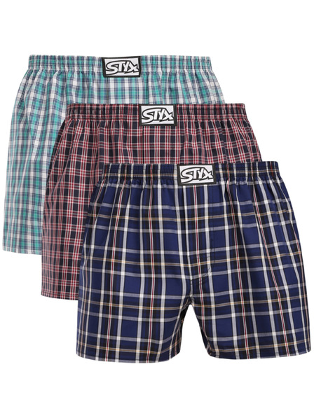 Styx Komplet treh moških kratkih hlač Styx classic elastic večbarvnih