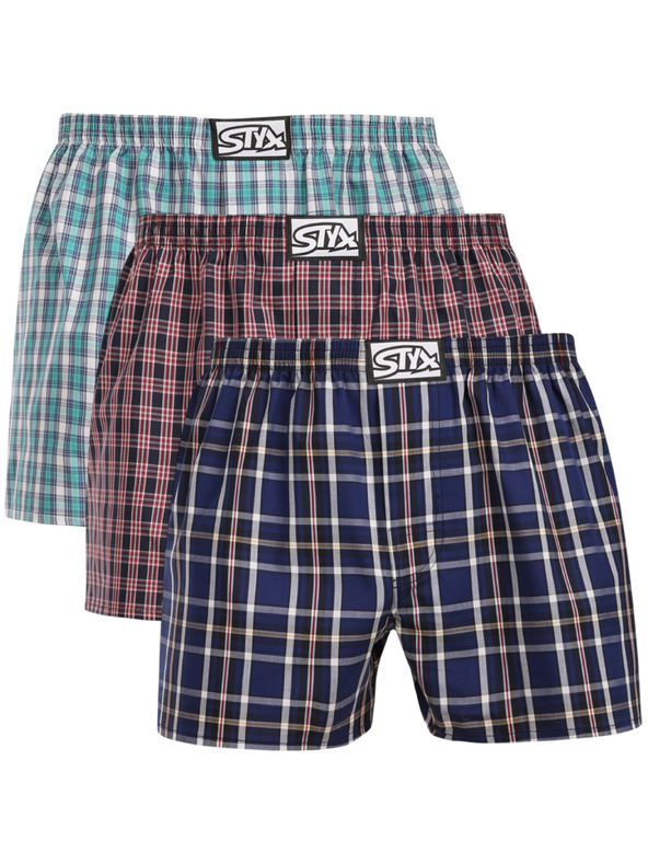 Styx Komplet treh moških kratkih hlač Styx classic elastic večbarvnih
