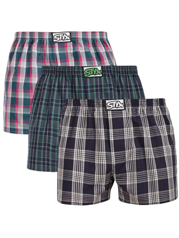 Styx Komplet treh moških kratkih hlač Styx classic elastic večbarvnih