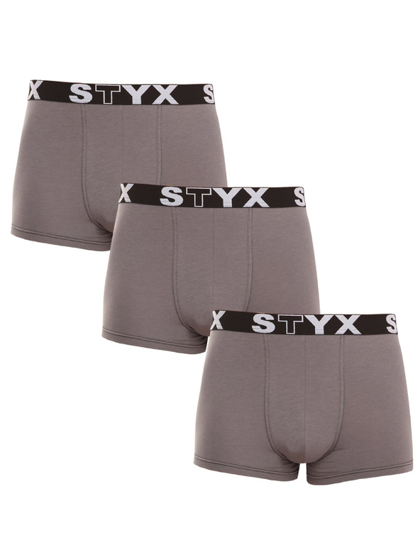 Styx Komplet trije - moške boksarice Styx športna elastika temno sive