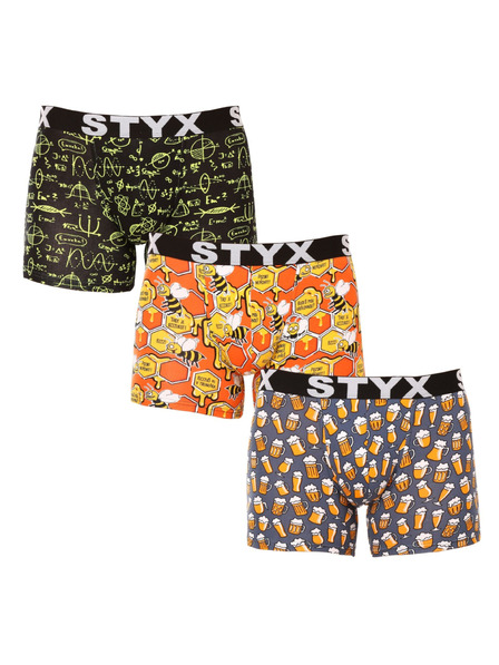 Styx Set treh - moške boksarice Styx long art športni elastični pas večbarvne
