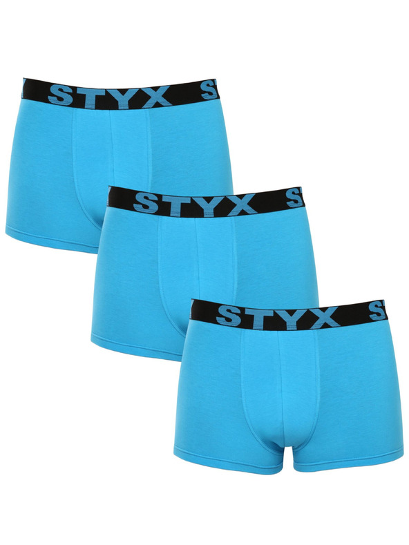 Styx Komplet trije - moške boksarice Styx športna elastika svetlo modre