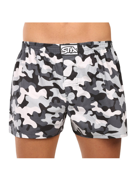 Styx Moške kratke hlače Styx art klasični pas nadrozměr maskáč siv