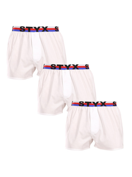 Styx Komplet treh - moške kratke hlače Styx športni pas bele trikolóra