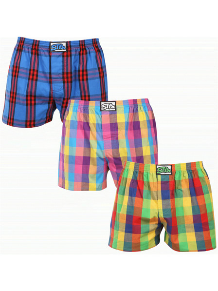 Styx Komplet treh - moške kratke hlače Styx classic rubber oversized večbarvne