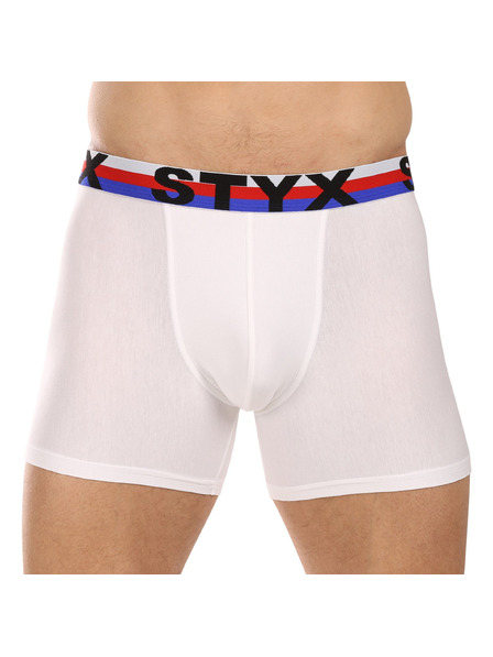 Styx Moške boksarice Styx long športni elastik bele trikolora