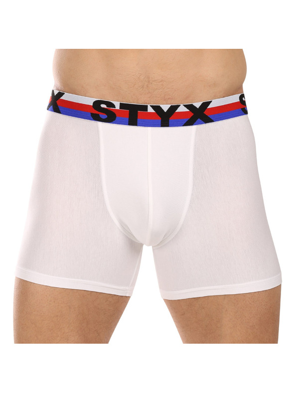 Styx Moške boksarice Styx long športni elastik bele trikolora