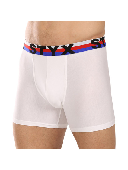 Styx Moške boksarice Styx long športni elastik bele trikolora