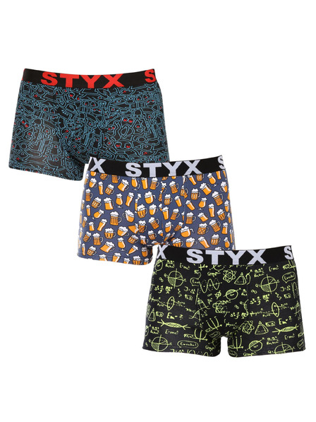 Styx Komplet trije - moške boksarice Styx art športni elastik večbarvne (3G12672/2)