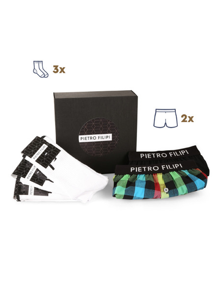 Pietro Filipi Moški darilni set Komplet dveh - gatke in 3PACK bele športne nogavice Pietro Filipi
