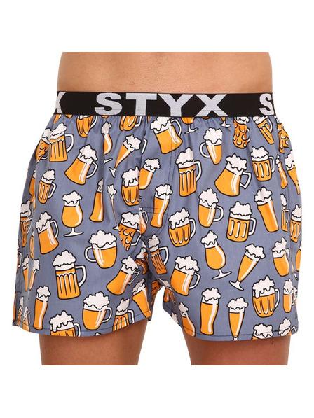 Styx Sive in rumene kratke hlače s športno elastiko Styx art Pivo