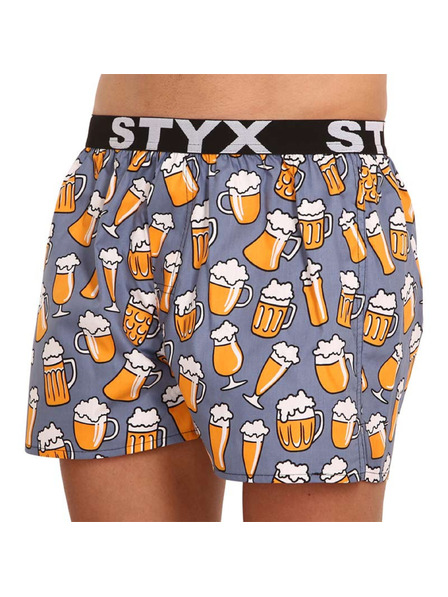 Styx Sive in rumene kratke hlače s športno elastiko Styx art Pivo