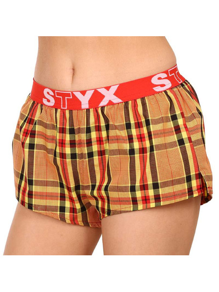 Styx Rdeče in oranžne ženske kariraste spalne hlače Styx